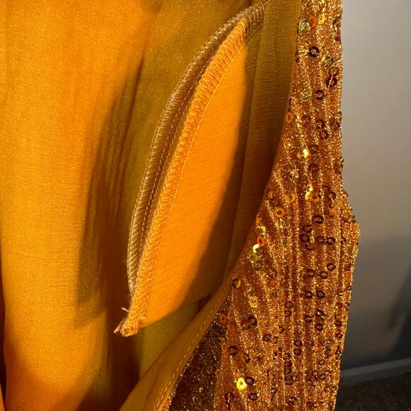 NWOT STINE GOYA Odis Gold Sequined Designer Plissé-Knitted Mini Dress SZ XS & S - Picture 16 of 16